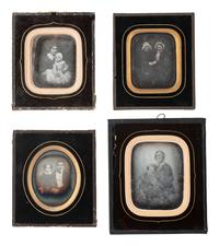 [EARLY PHOTOGRAPHY]. 8 likely European daguerreotype portraits of groups in passe partout mounts.