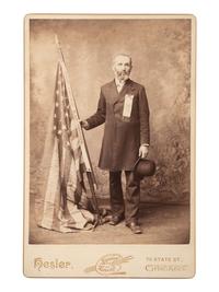 [BENJAMIN HARRISON]. A group of cabinet card portraits featuring campaign badges, flags, and pins, comprising: