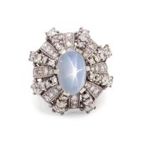 STAR SAPPHIRE AND DIAMOND RING