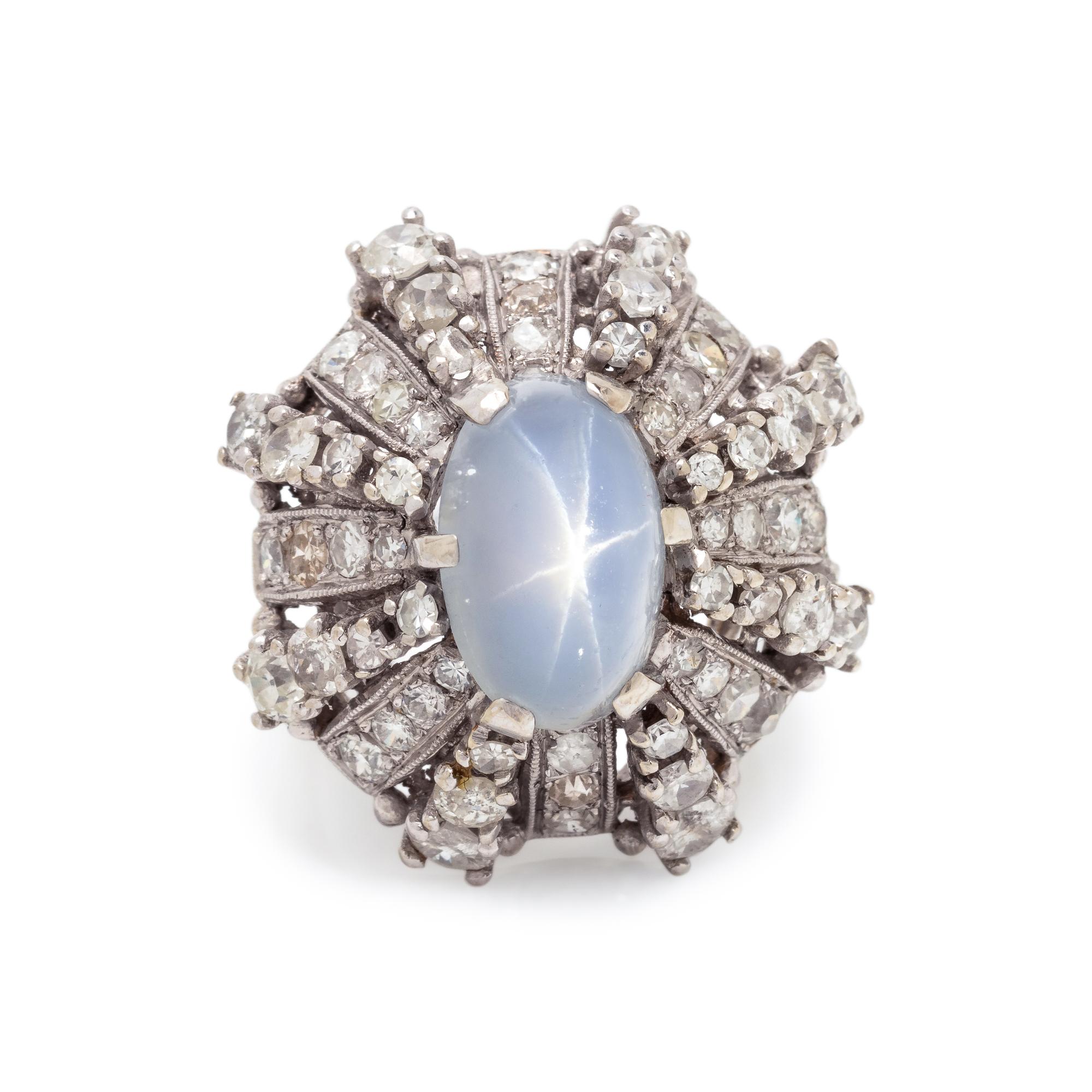 STAR SAPPHIRE AND DIAMOND RING