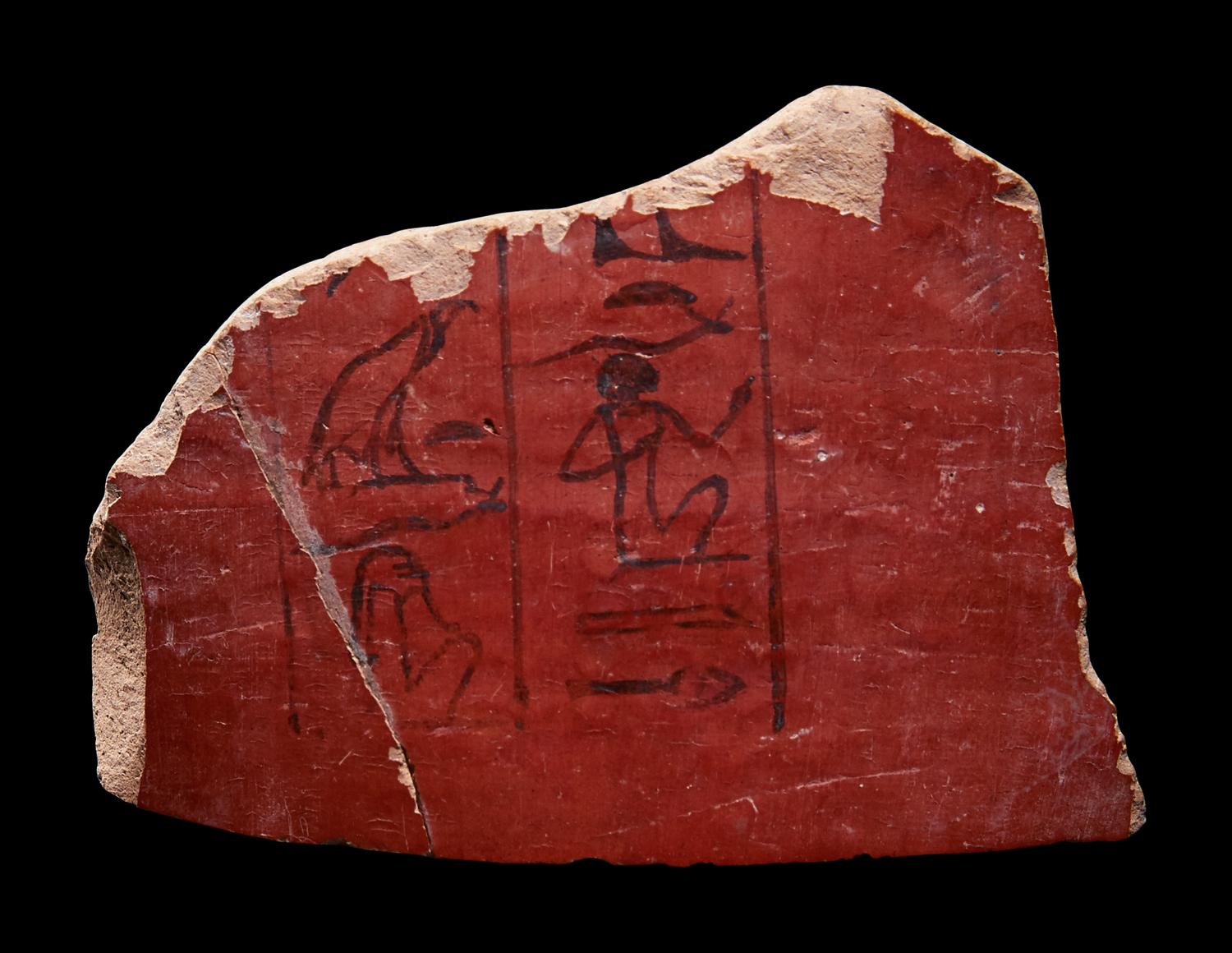 An Egyptian Pottery Fragment with Hieroglyphs