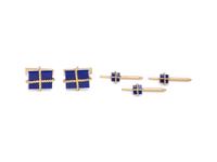 YELLOW GOLD AND LAPIS LAZULI DRESS SET