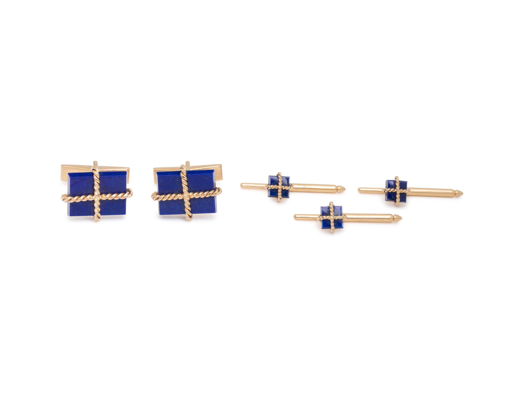 YELLOW GOLD AND LAPIS LAZULI DRESS SET