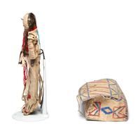 Sioux Parfleche Box and Northern Plains Beaded Hide Doll