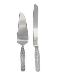 A Tiffany and Co. Silver Chrysanthemum Cake Knife and Server