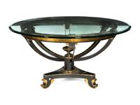 A Regency Style Parcel Gilt Tole Painted Pedestal Table