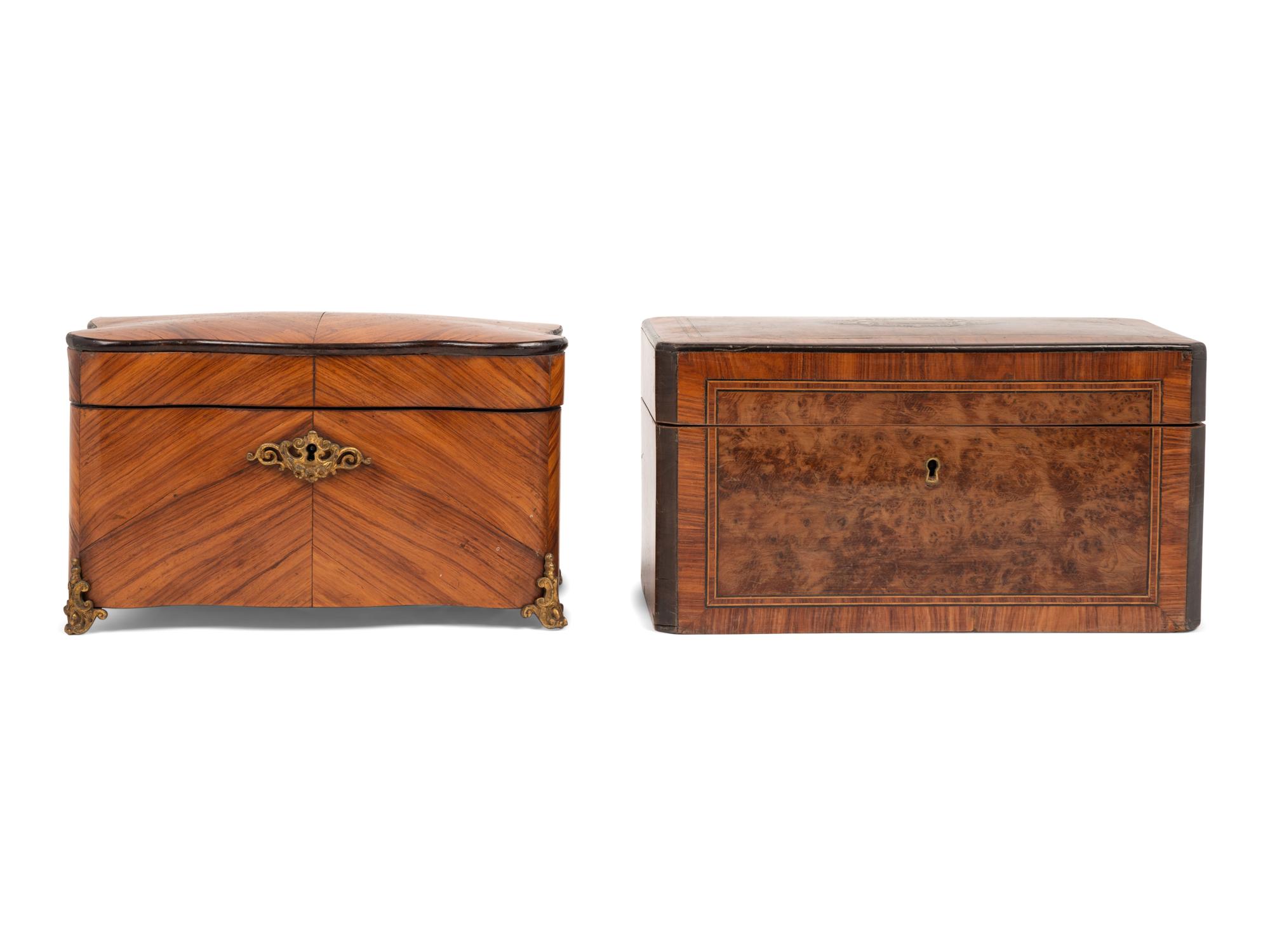 Two Napoleon III Gilt Metal Mounted Table Caskets