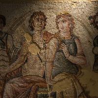 A Roman Mosaic Panel with Hippolytus and Phaedra