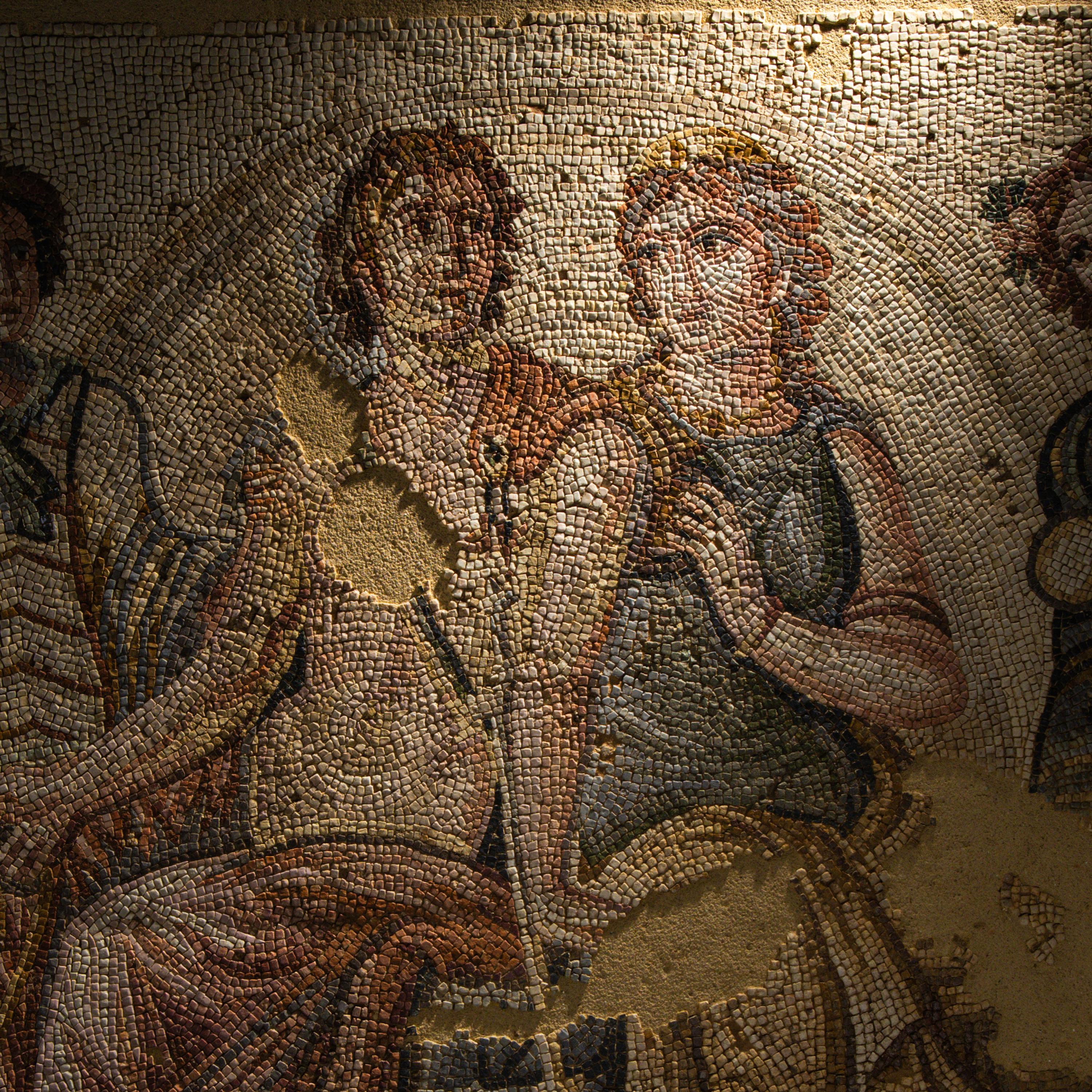A Roman Mosaic Panel with Hippolytus and Phaedra