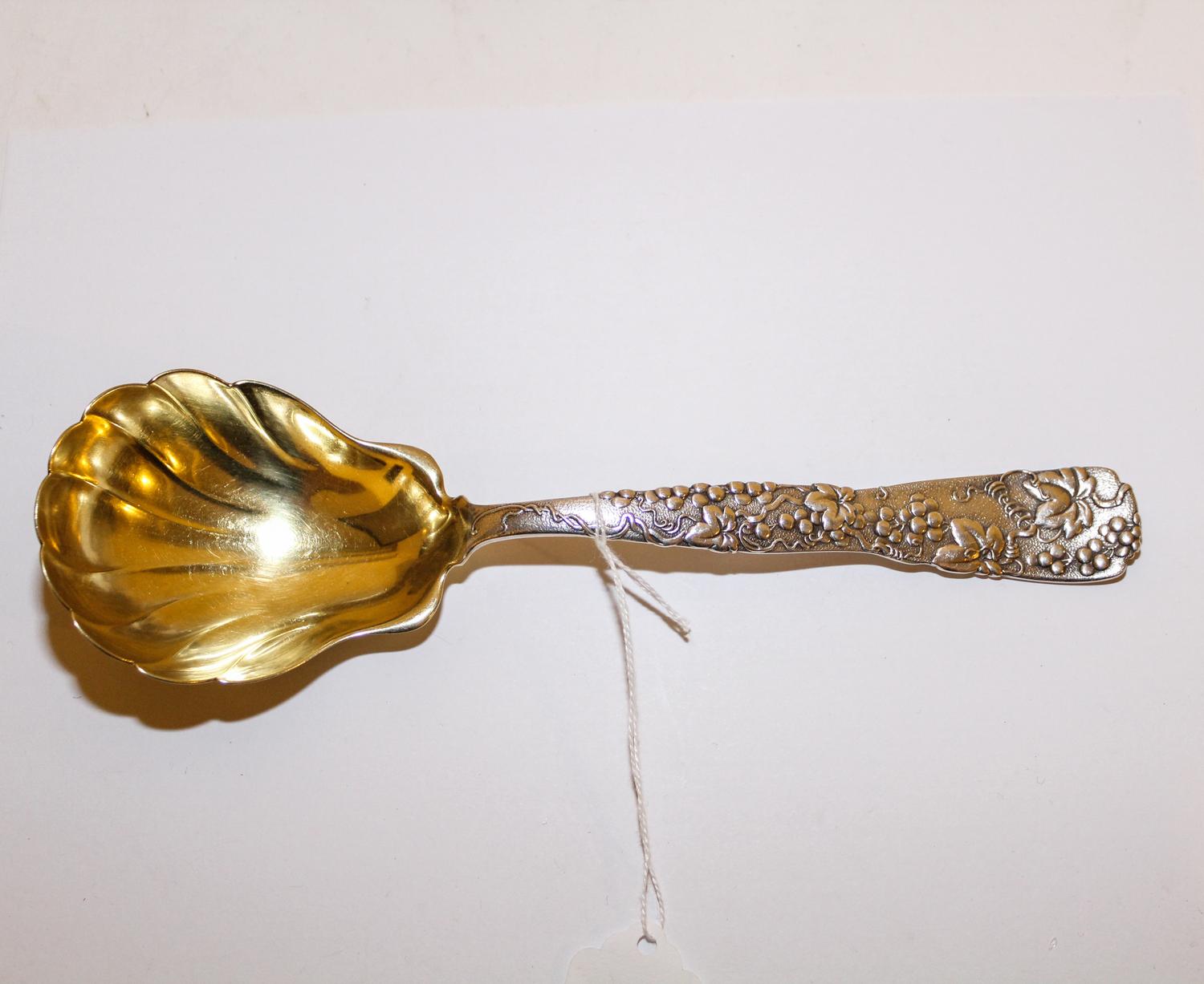 An American Silver Ice Cream Server, Tiffany & Co., New York, NY, in the Vine pattern, with a gold-washed bowl.