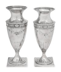A Pair of American Silver Vases