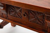A Spanish Iron-Mounted Walnut Trestle Table