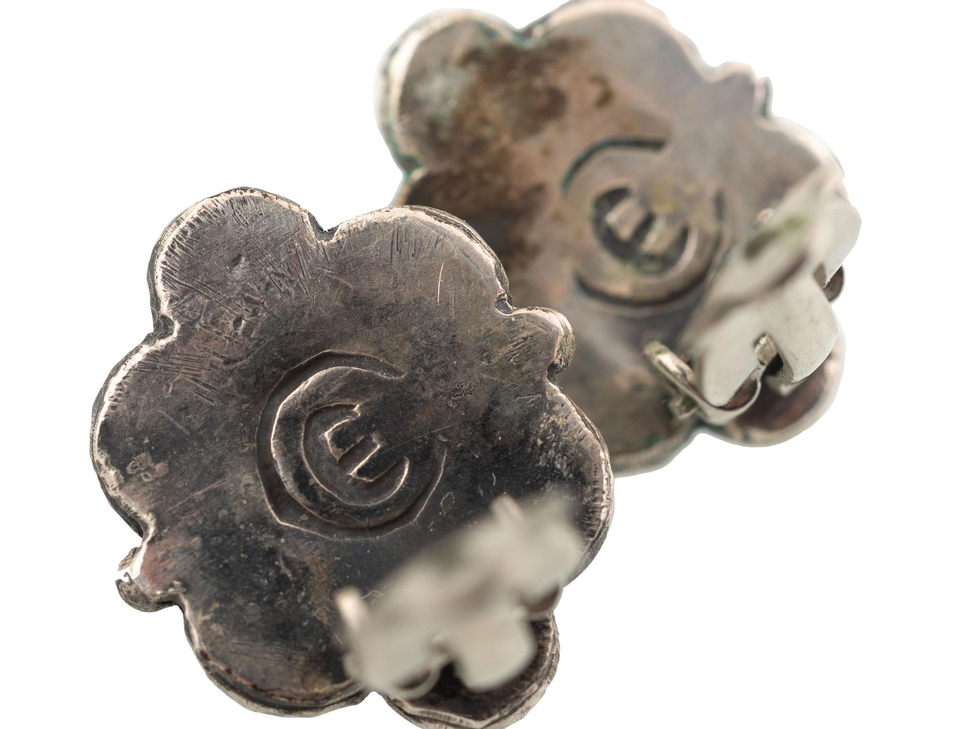 Navajo and Southwestern-Style Silver an Turquoise Squash Blossom Necklace, Ring, AND Earrings