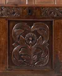 A Jacobean Carved Oak Two-Drawer Mule Chest