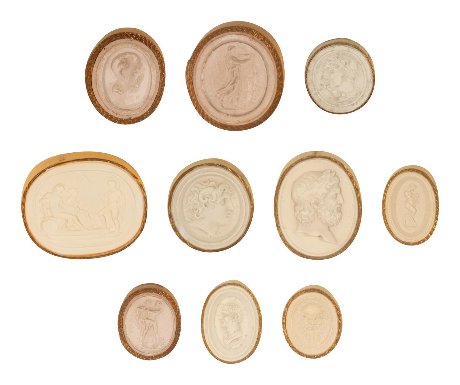 Ten Framed Grand Tour Plaster Intaglios
