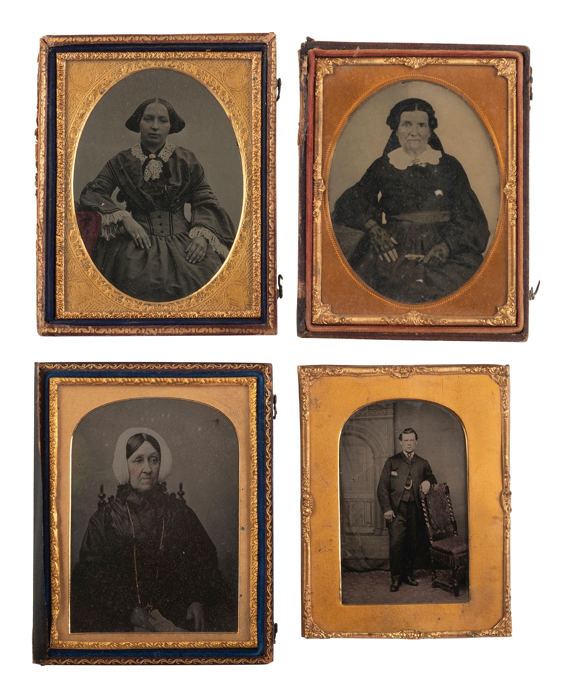 [EARLY PHOTOGRAPHY]. 20 half and quarter plate ambrotype portraits of men and women.