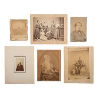[Early Photography] Group of 64 Albumen Photographs of Men, Women, and Children