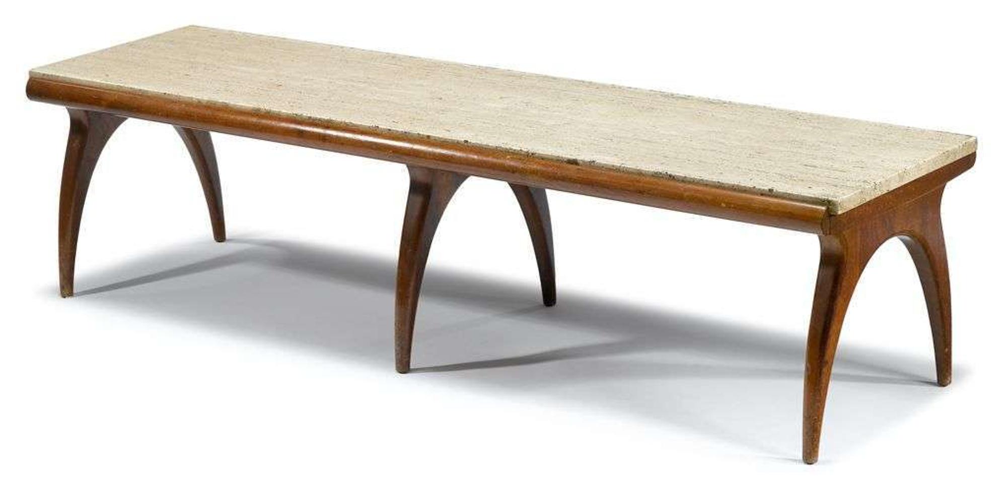 Travertine coffee table bertha schaefer (1895-1971) for singer & sons, usa, 20th century