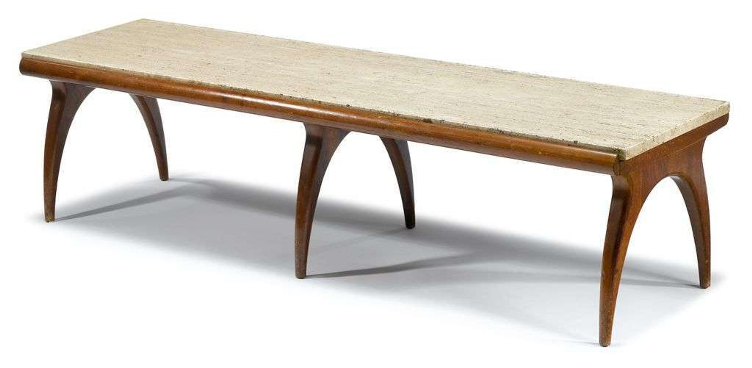 Travertine coffee table bertha schaefer (1895-1971) for singer & sons, usa, 20th century