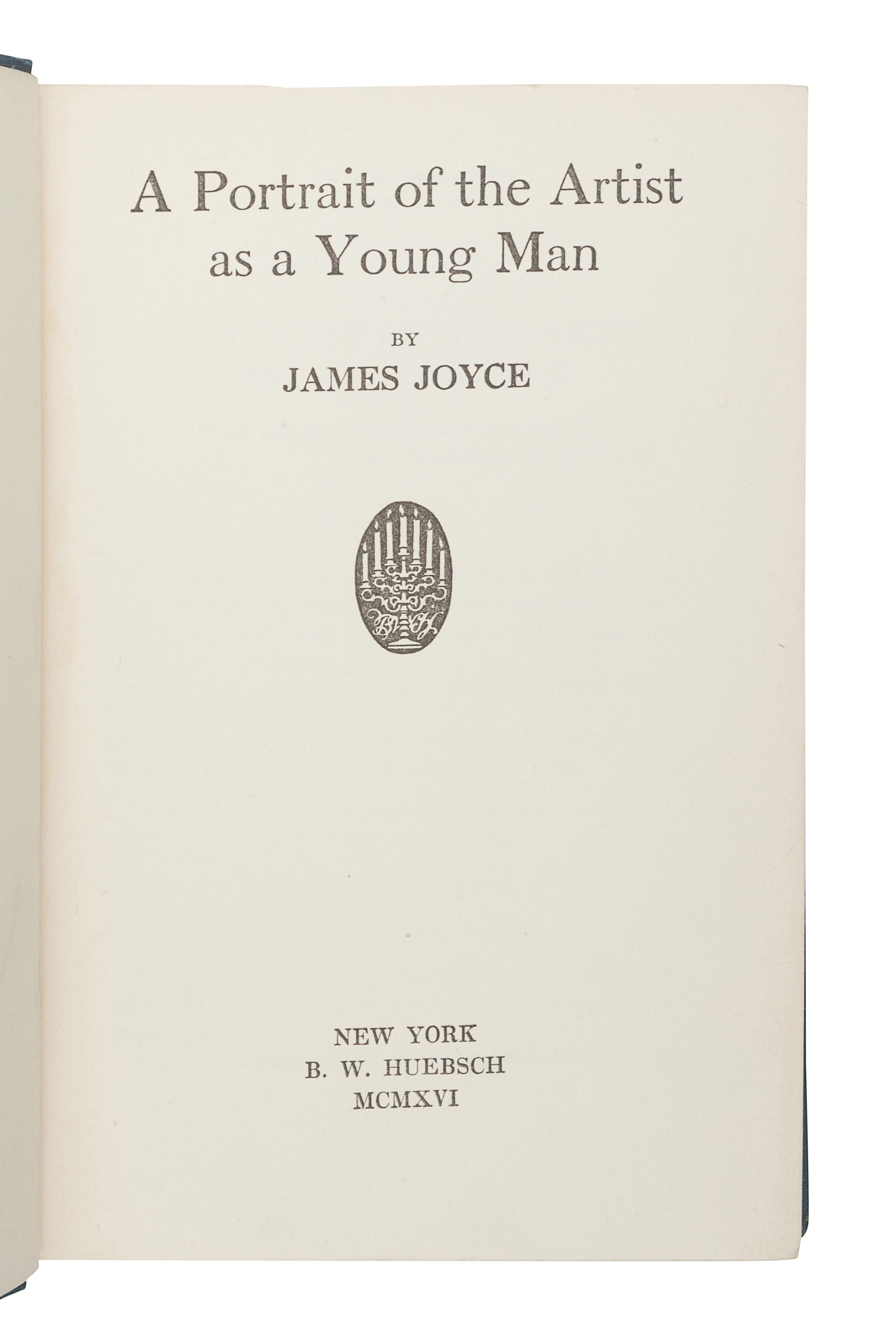 JOYCE, James (1882-1941). A Portrait of the Artist as a Young Man . New York: B.W. Huebsch, 1916.