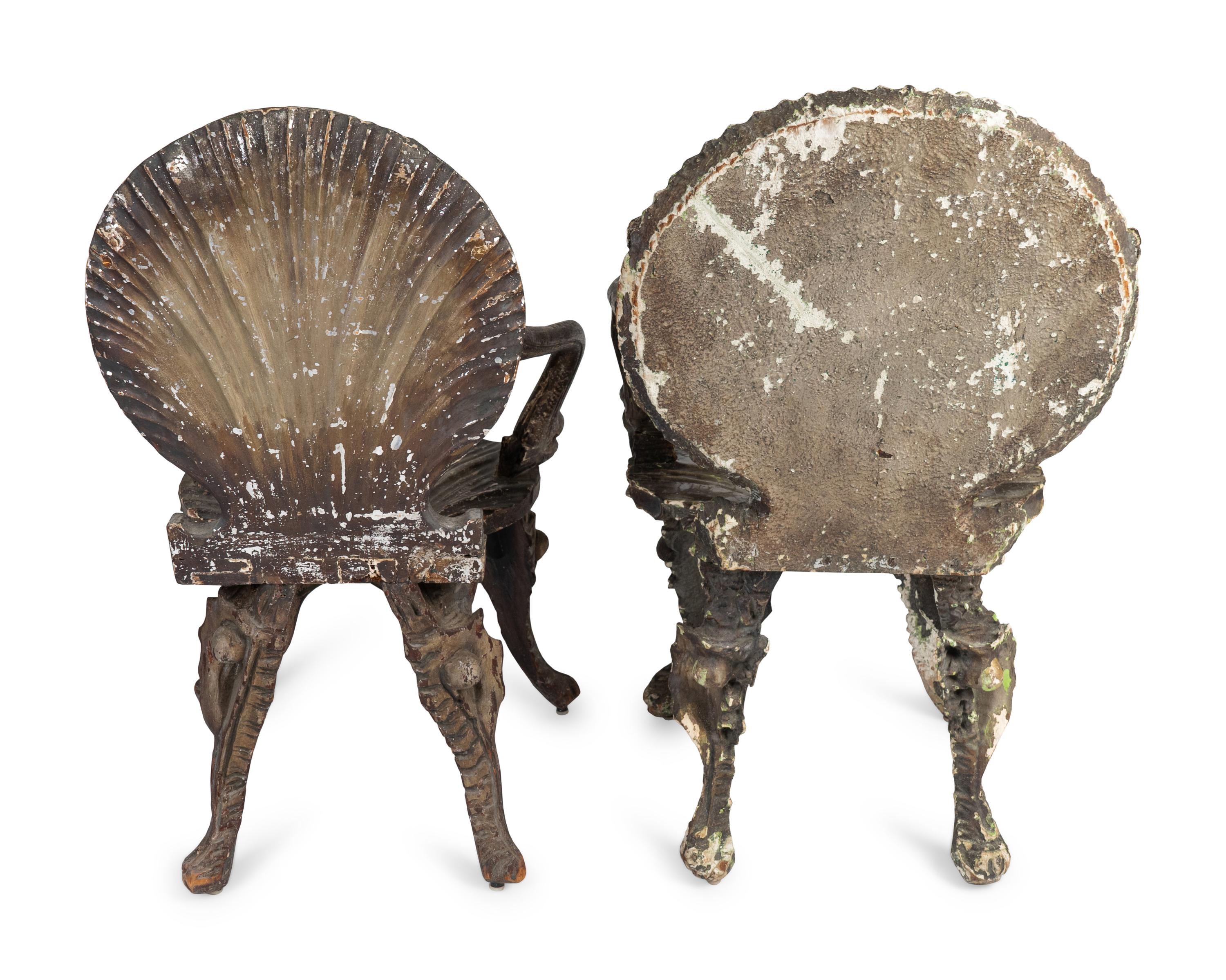 A Pair of Italian Silvered Grotto Armchairs — 19TH CENTURY
