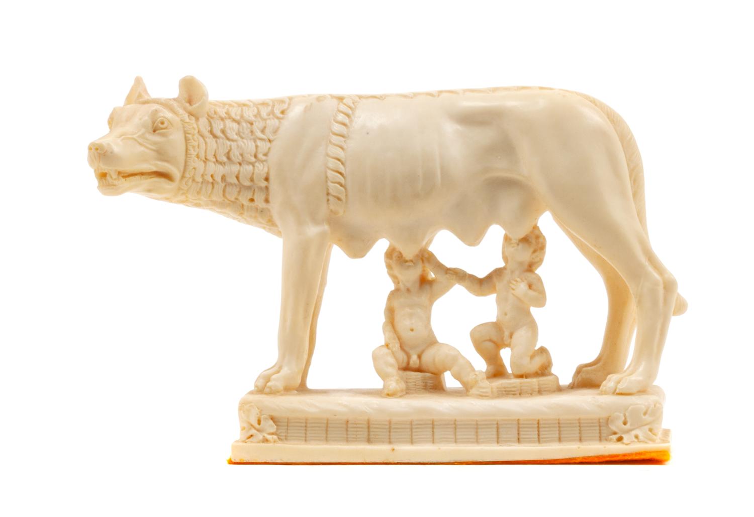 A Resin Sculpture of the Capitoline Wolf Width 8 inches.