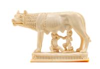 A Resin Sculpture of the Capitoline Wolf Width 8 inches.