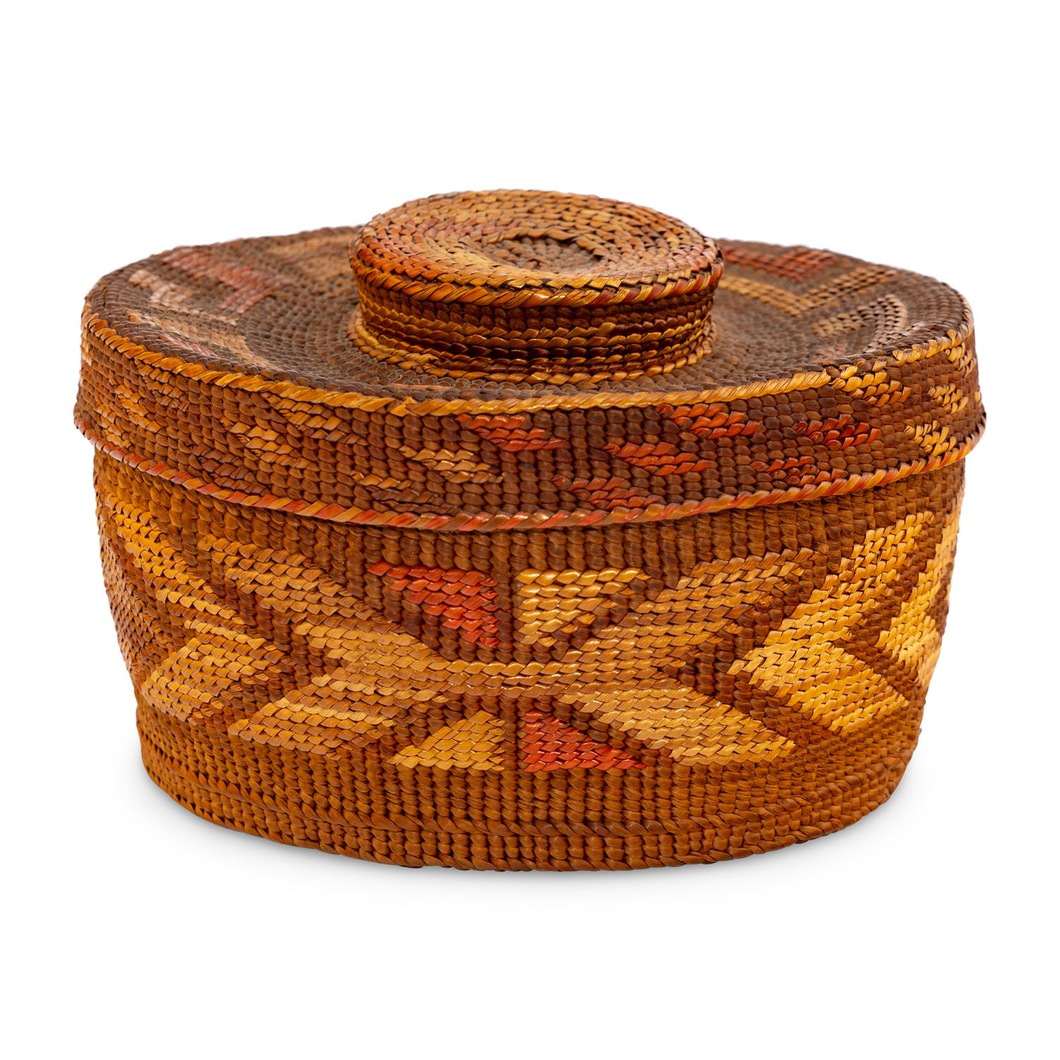 Tlingit Polychrome Rattletop Basket