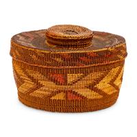 Tlingit Polychrome Rattletop Basket
