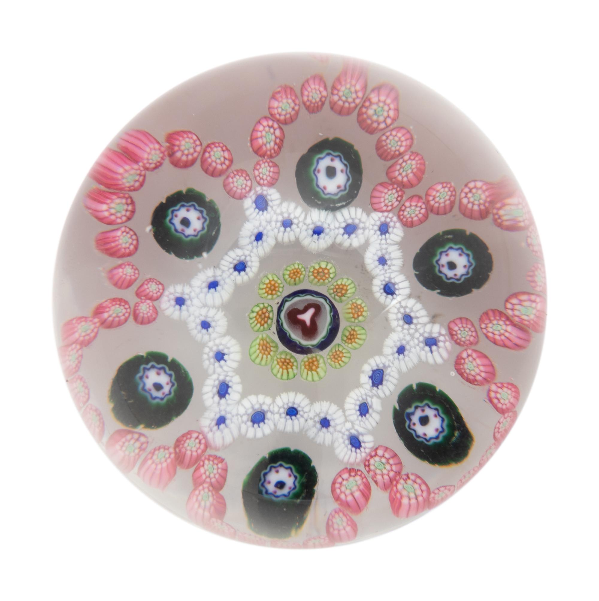A Baccarat Complex Millefiori Garland Glass Paperweight