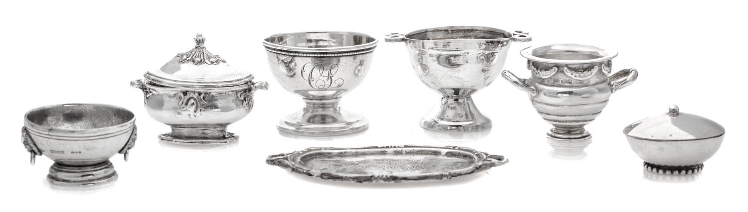 A Collection of Six American Silver Table Articles, Various Makers, comprising a lidded tureen with an underplate, a handled wine coole