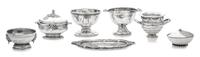 A Collection of Six American Silver Table Articles, Various Makers, comprising a lidded tureen with an underplate, a handled wine coole