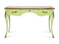 A Louis XV Style Gilt Metal Mounted Green-Painted Bureau Plat