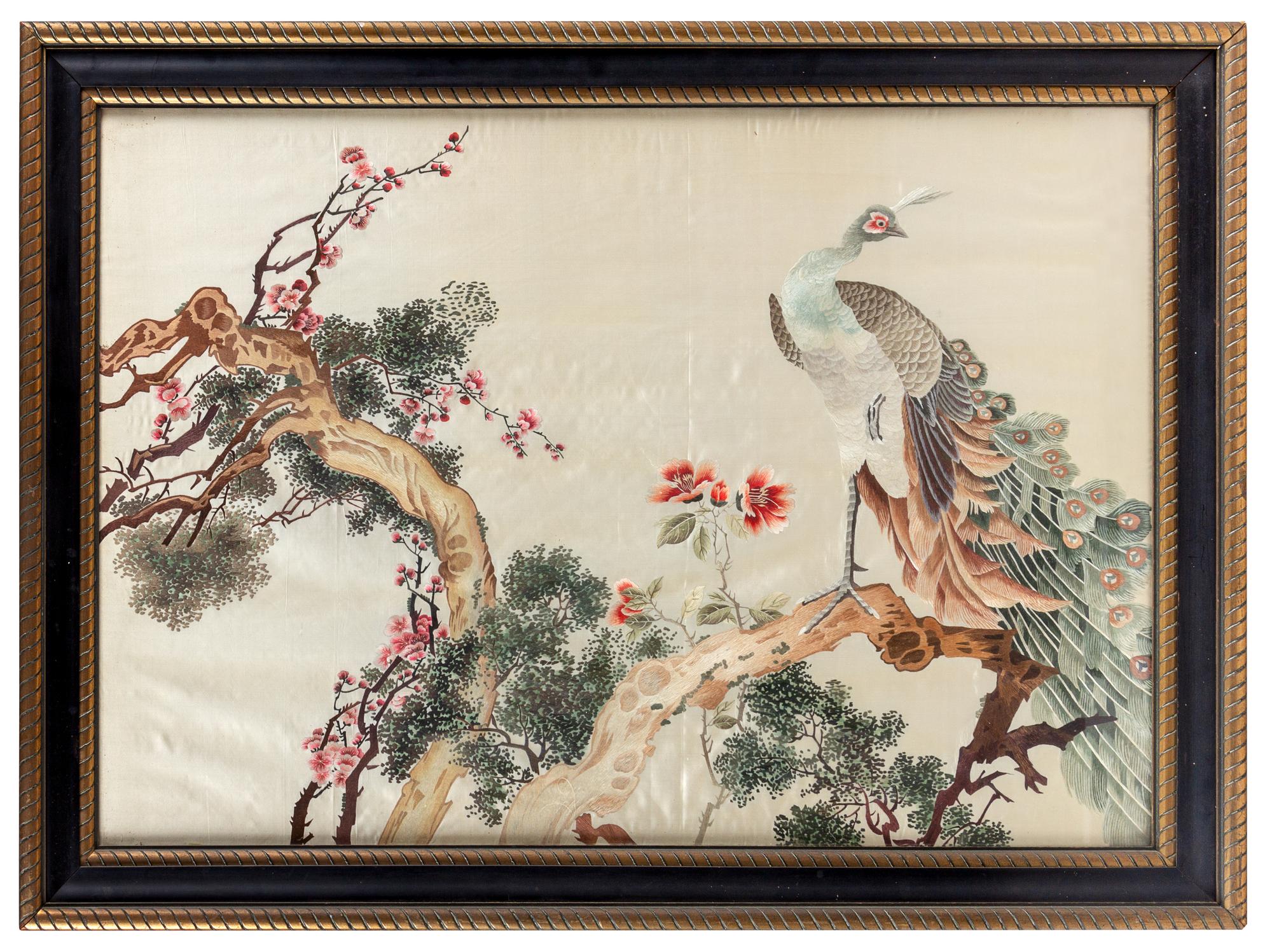 A Group of Two Chinese Paintings and Textiles