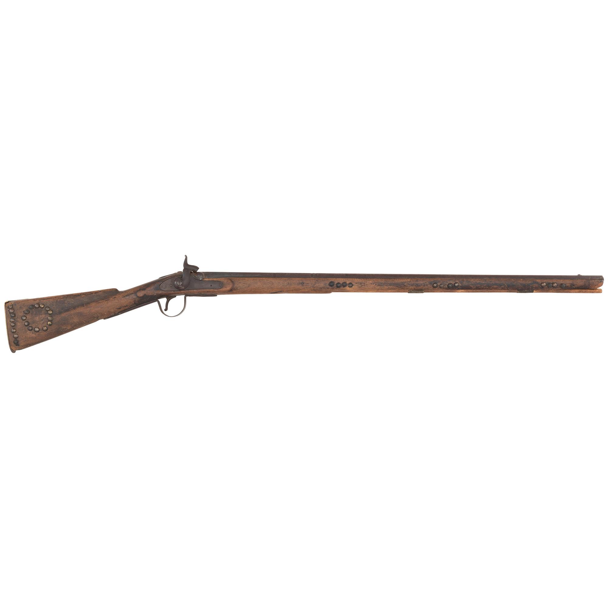 Native American Tacked & Decorated Percussion Trade Gun by Hollis & Sons