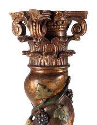 A Pair of Spanish Carved and Polychrome Decorated Solomonic Columns