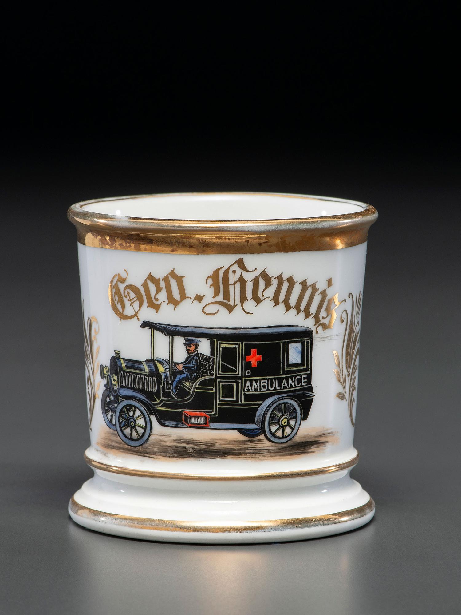 An Ambulance Driver's Porcelain Occupational Shaving Mug