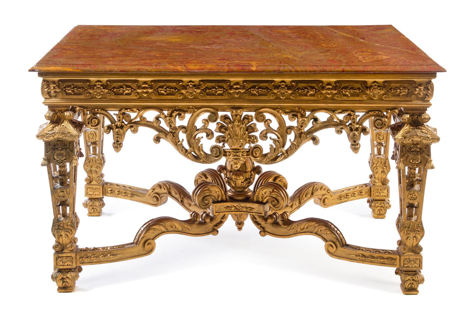 An Italian Giltwood Center Table Height 32 x width 53 x depth 32 inches. — EARLY 20TH CENTURY