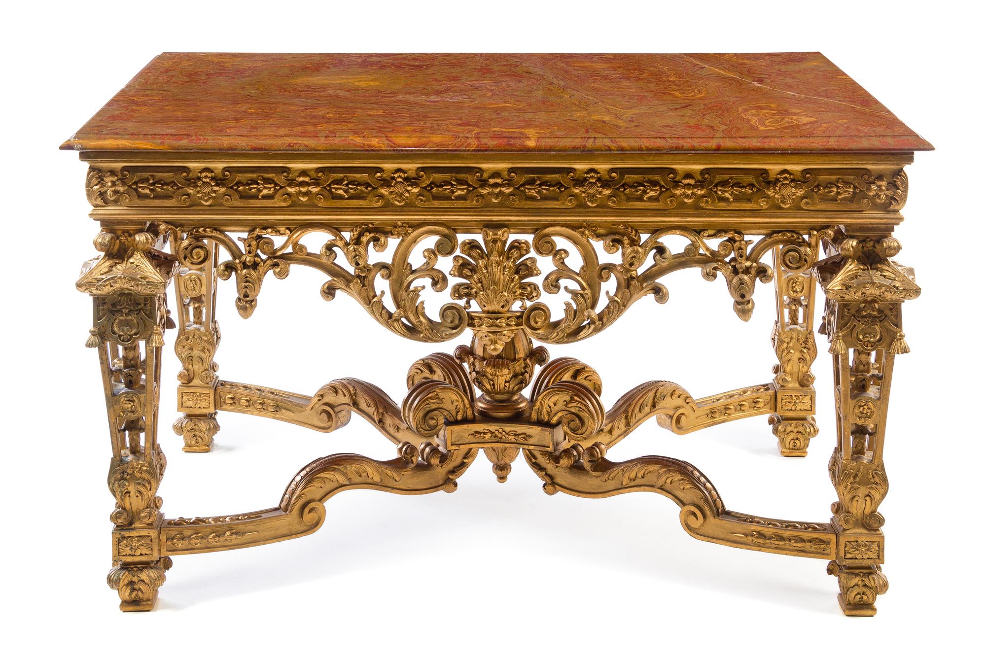An Italian Giltwood Center Table Height 32 x width 53 x depth 32 inches. — EARLY 20TH CENTURY