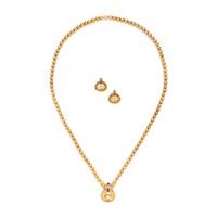 Yellow Sapphire, Synthetic Ruby, and Yellow Gold Demi-Parure