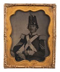 [CIVIL WAR]. Ninth plate ambrotype of militiaman.