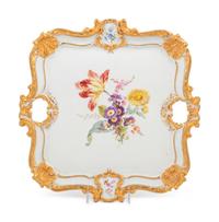 A Meissen Painted and Parcel Gilt Porcelain Tray