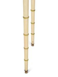 A Regency Style Painted Side Table with Brass Three-Quarter Gallery Top