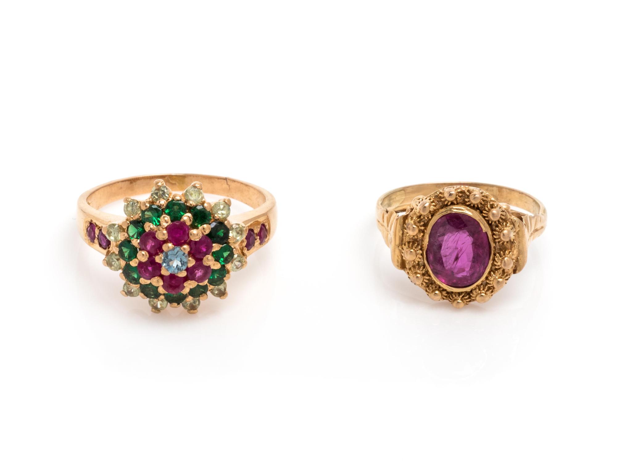 COLLECTION OF GEMSTONE RINGS