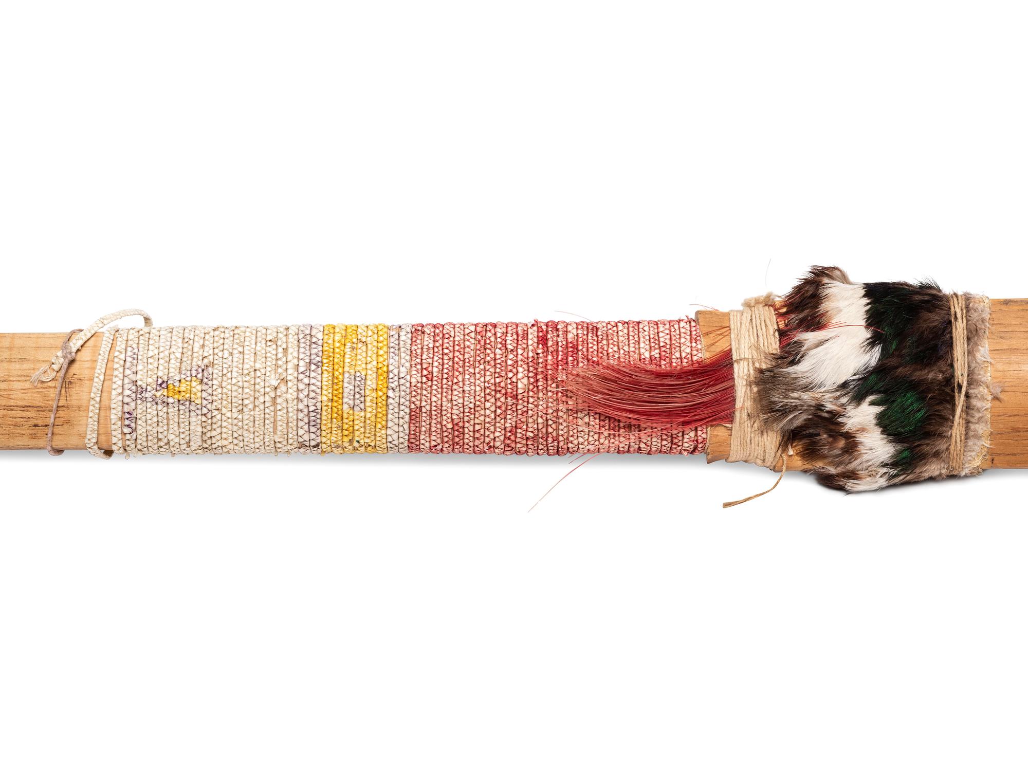 Northern Plains Quilled Pipe Stem and Catlinite Bowl, with Inlay