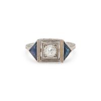 DIAMOND AND SYNTHETIC SAPPHIRE RING