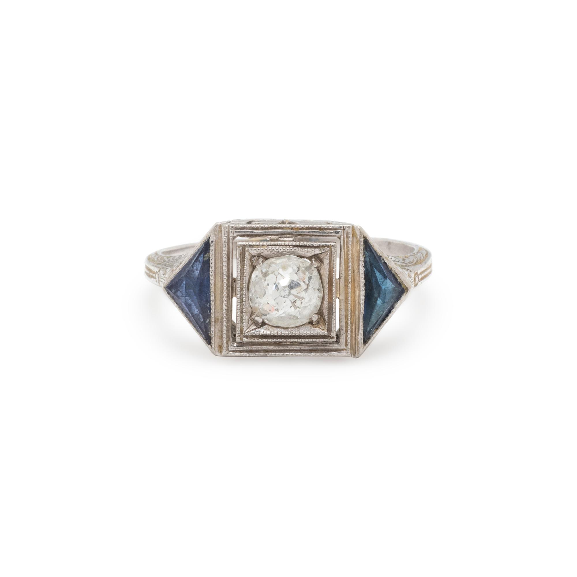 DIAMOND AND SYNTHETIC SAPPHIRE RING