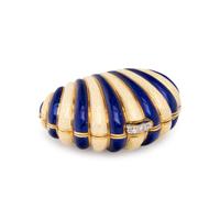 SPAULDING & CO., YELLOW GOLD AND ENAMEL PILL BOX