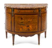 A Louis XVI Style Marquetry Commode Height 36 x width 43 1/2 x depth 17 1/4 inches. — 19TH CENTURY
