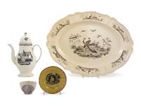 Four Staffordshire Transfer-Decorated Glazed Earthenware Articles